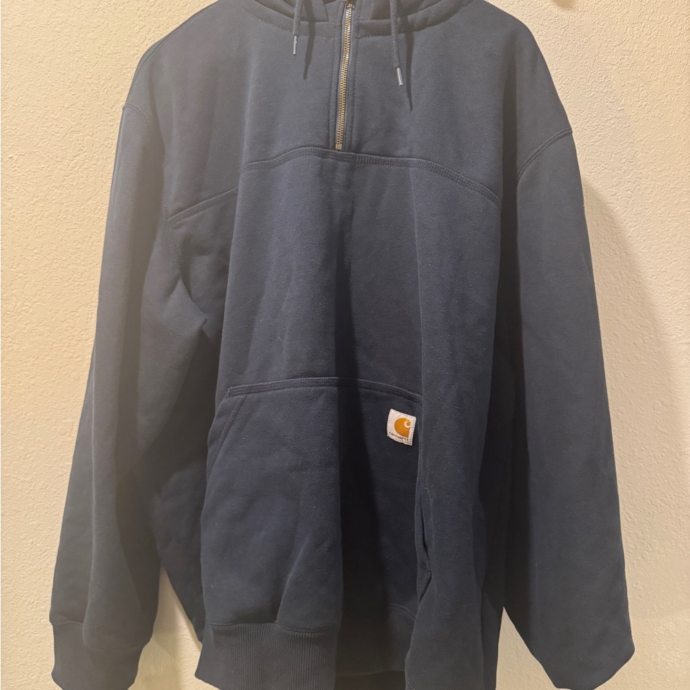 Carhartt mens Rain Defender Loose Fit Heavyweight Quarter-zip Sweatshirt Navy